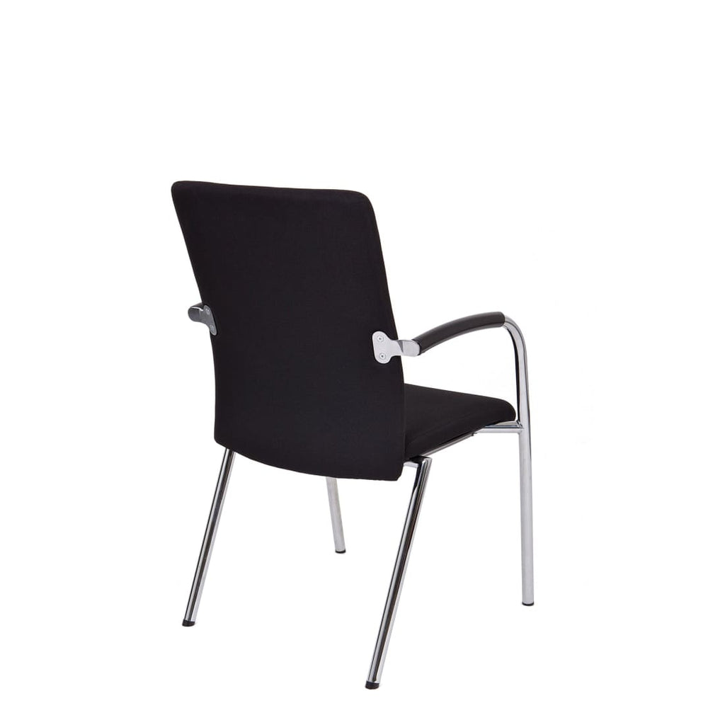 Vergaderstoel X1 vierpoot verchroomd frame, gestoffeerd zwart, stapelbaar, H 91 x B 56,5 x D 61,5 cm