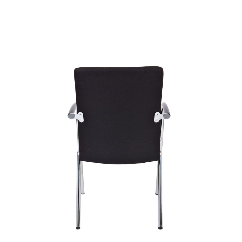 Vergaderstoel X1 vierpoot verchroomd frame, gestoffeerd zwart, stapelbaar, H 91 x B 56,5 x D 61,5 cm