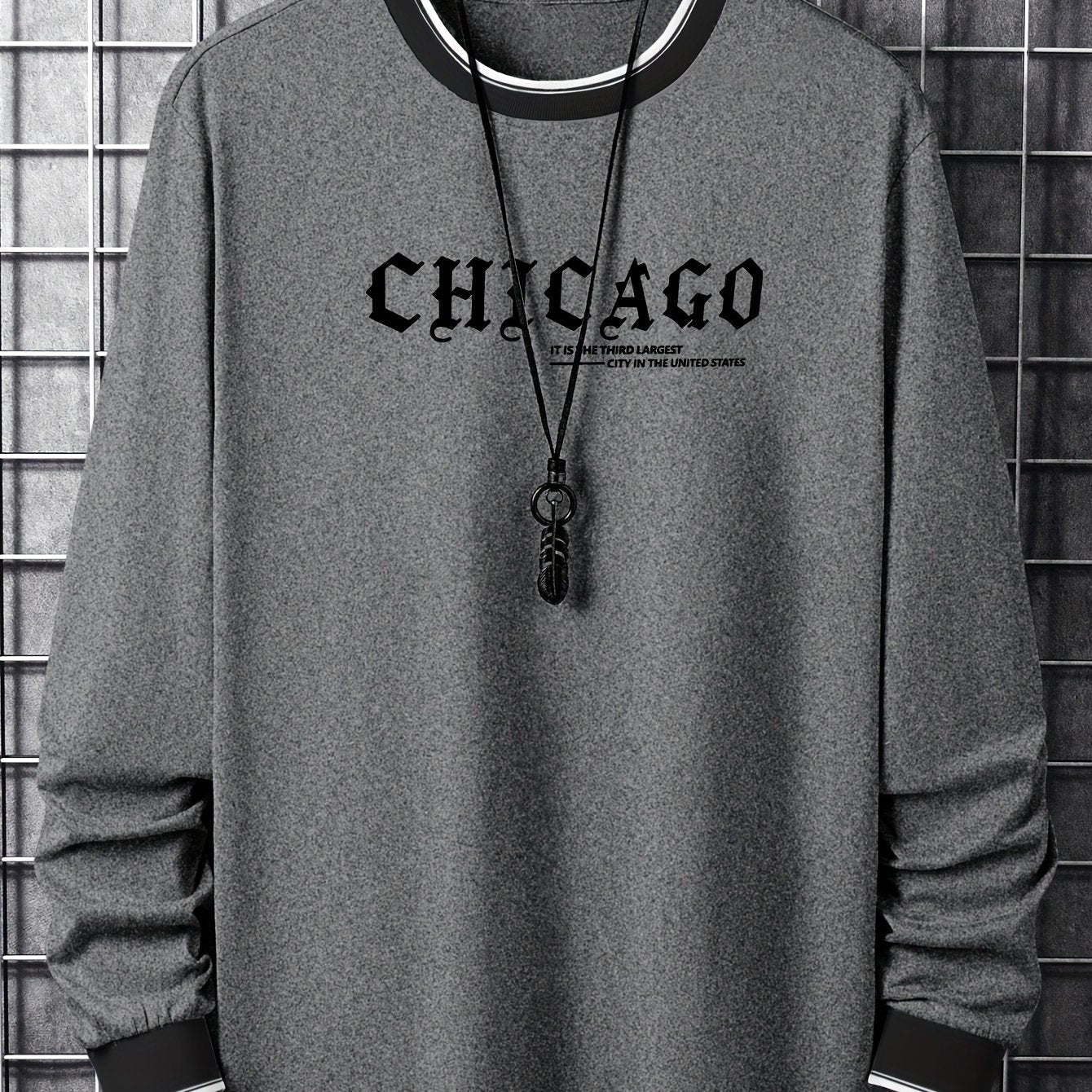 Herren Langarmshirt "Chicago" mit Rundhalsausschnitt und Rippbündchen