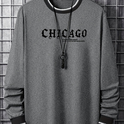 Herren Langarmshirt "Chicago" mit Rundhalsausschnitt und Rippbündchen
