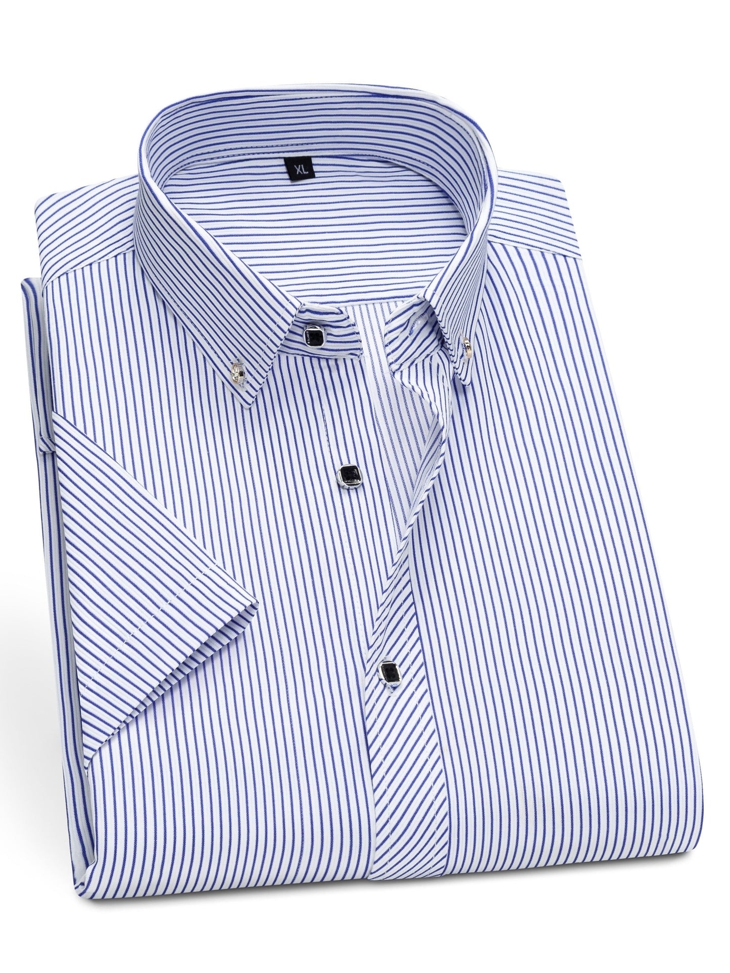 Men's Business Short-Sleeve Shirt with Pinstripes – Modern Design for Office and Leisure