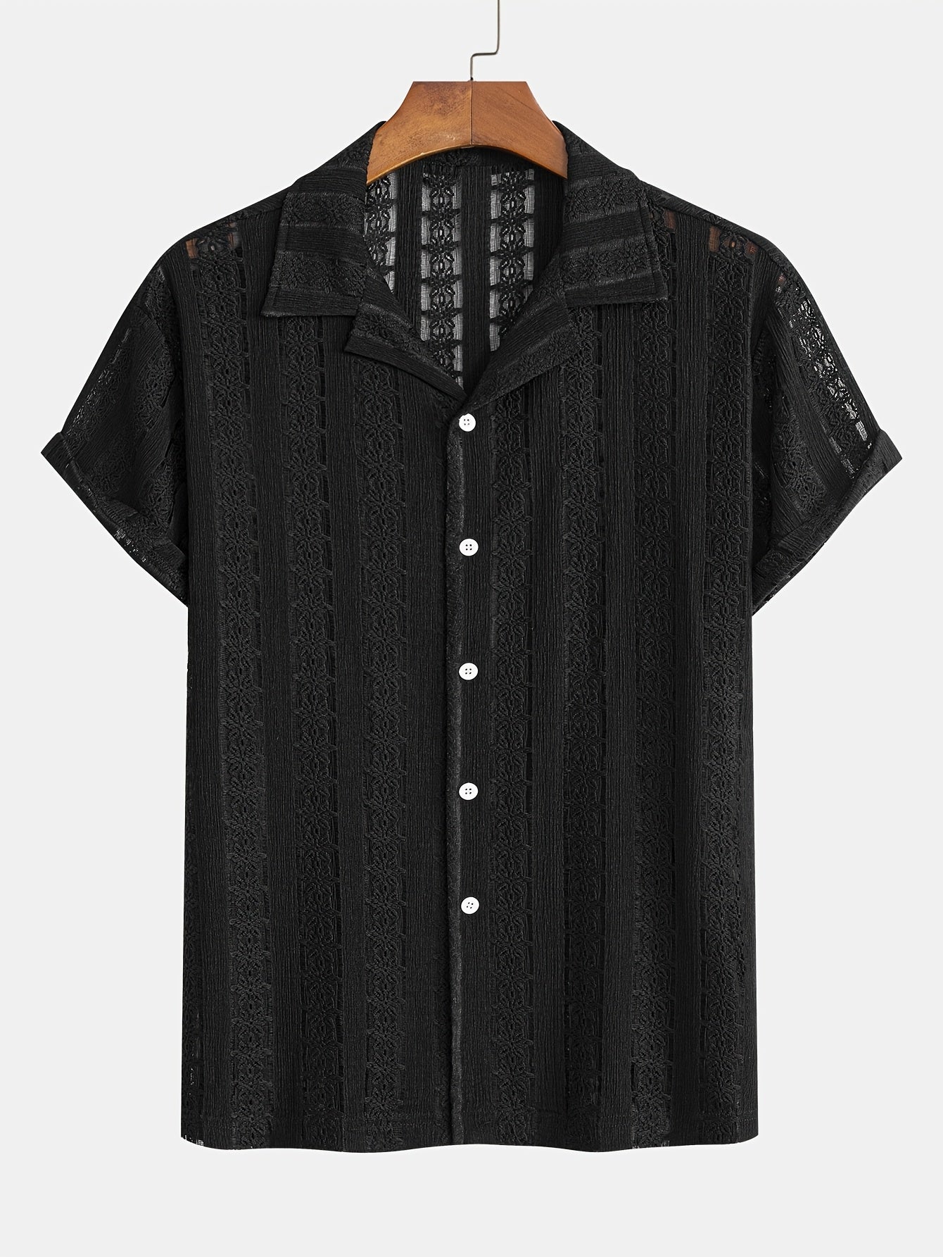 Herren Kurzarm Resorthemd mit Spitze und Knopfleiste – Modernes Freizeitshirt für Sommer und Urlaub