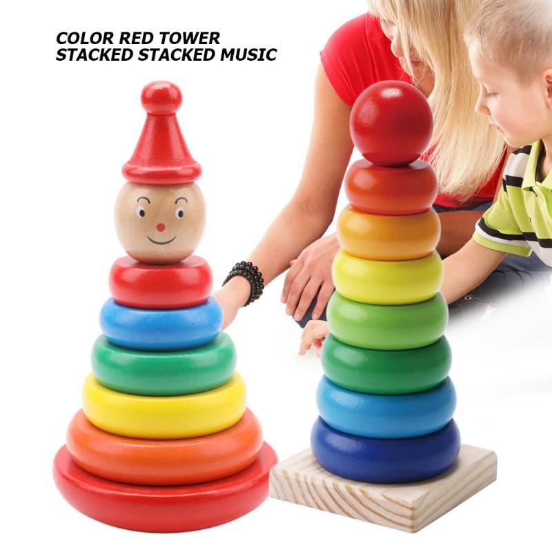 Children's Stacking Toy Wooden Rainbow Tower – Educational Toy for Boys and Girls, Montessori Pedagogy
