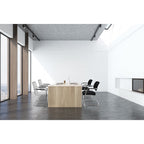 Vergaderstoel verchroomd sledeframe gestoffeerd zwart, model X6 Comfort, vaste armleggers, H 91 cm