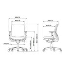 Bureaustoel ergonomisch mesh zwart, verstelbare armleggers en synchroonmechaniek, voor thuis en kantoor