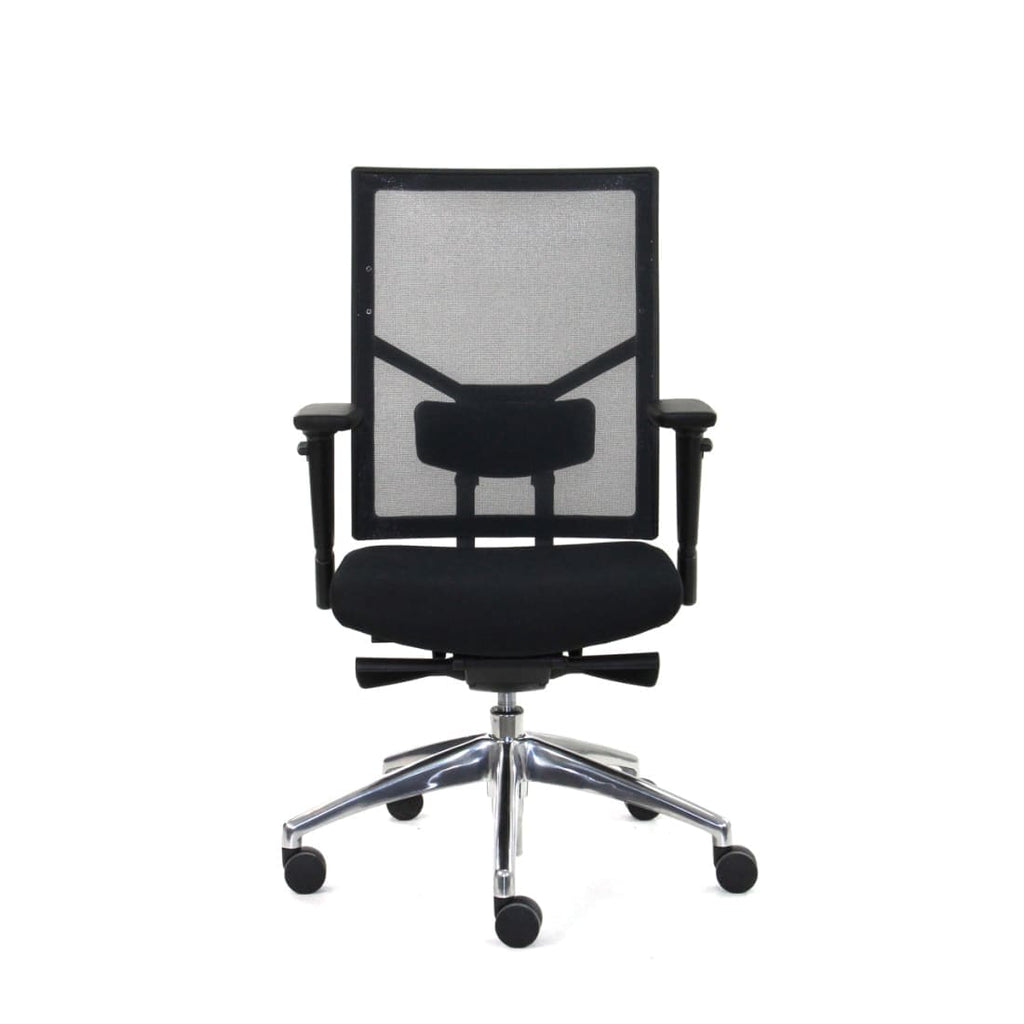 Bureaustoel ergonomisch mesh zwart, Regain-zitting, 4D-armleggers, lendensteun en synchroonmechaniek, Zuidas