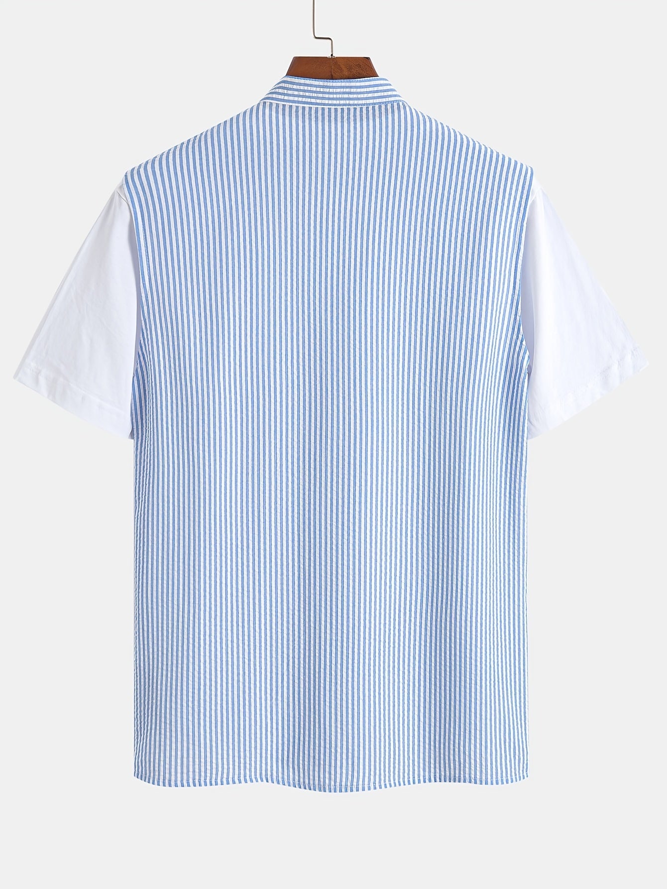 Men's Modern Short-Sleeve Henley with Stand-Up Collar – Striped Casual Shirt for Summer and Everyday Wear