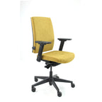 Bureaustoel ergonomisch Regain stof geel (ocre) Eva Comfort, 4D-armleggers en verstelbare lendensteun