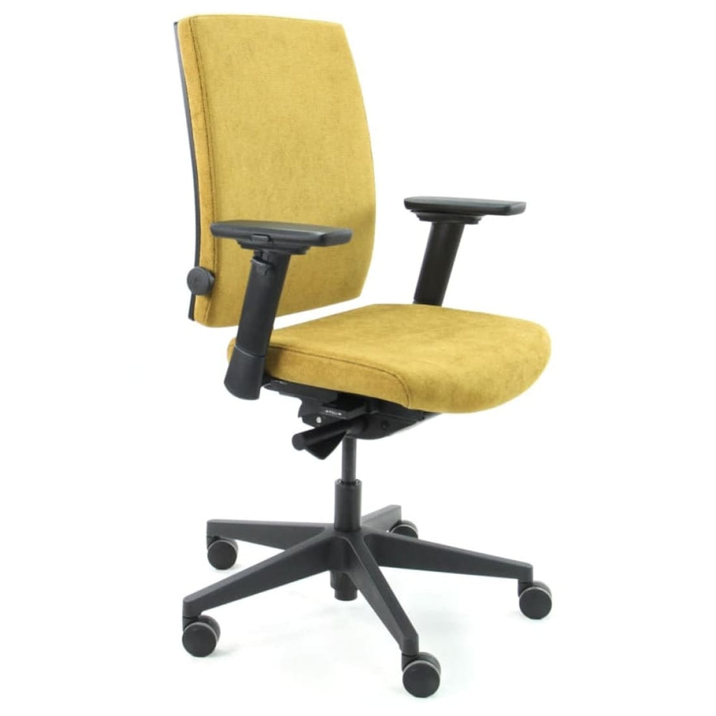 Bureaustoel ergonomisch Regain stof geel (ocre) Eva Comfort, 4D-armleggers en verstelbare lendensteun