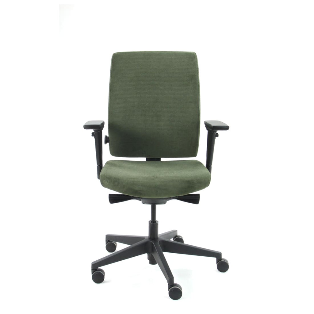 Bureaustoel ergonomisch Regain-stof groen Eva Comfort, verstelbare lendensteun en 4D-armleggers