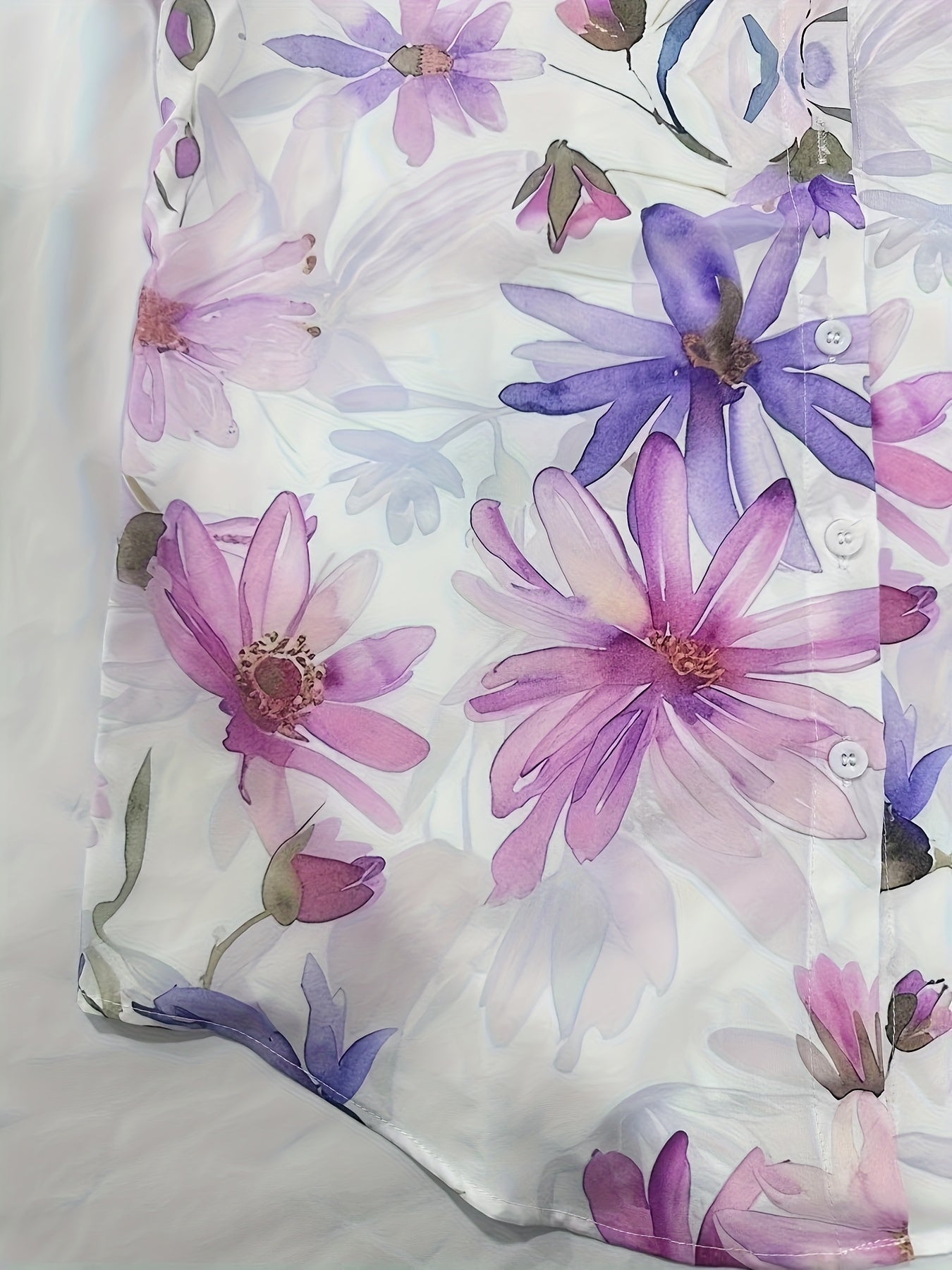 Women's Blouse with Floral Pattern – Elegant Long-Sleeve Shirt Blouse for Spring and Summer, Casual & Office