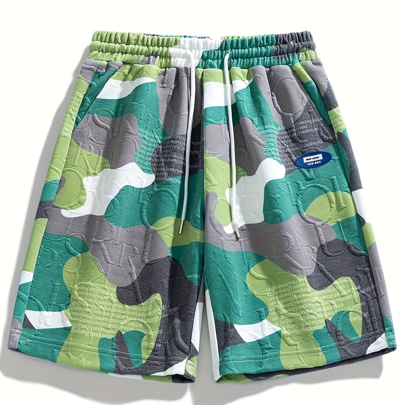 Men's graphic shorts with camouflage embossing and modern street style