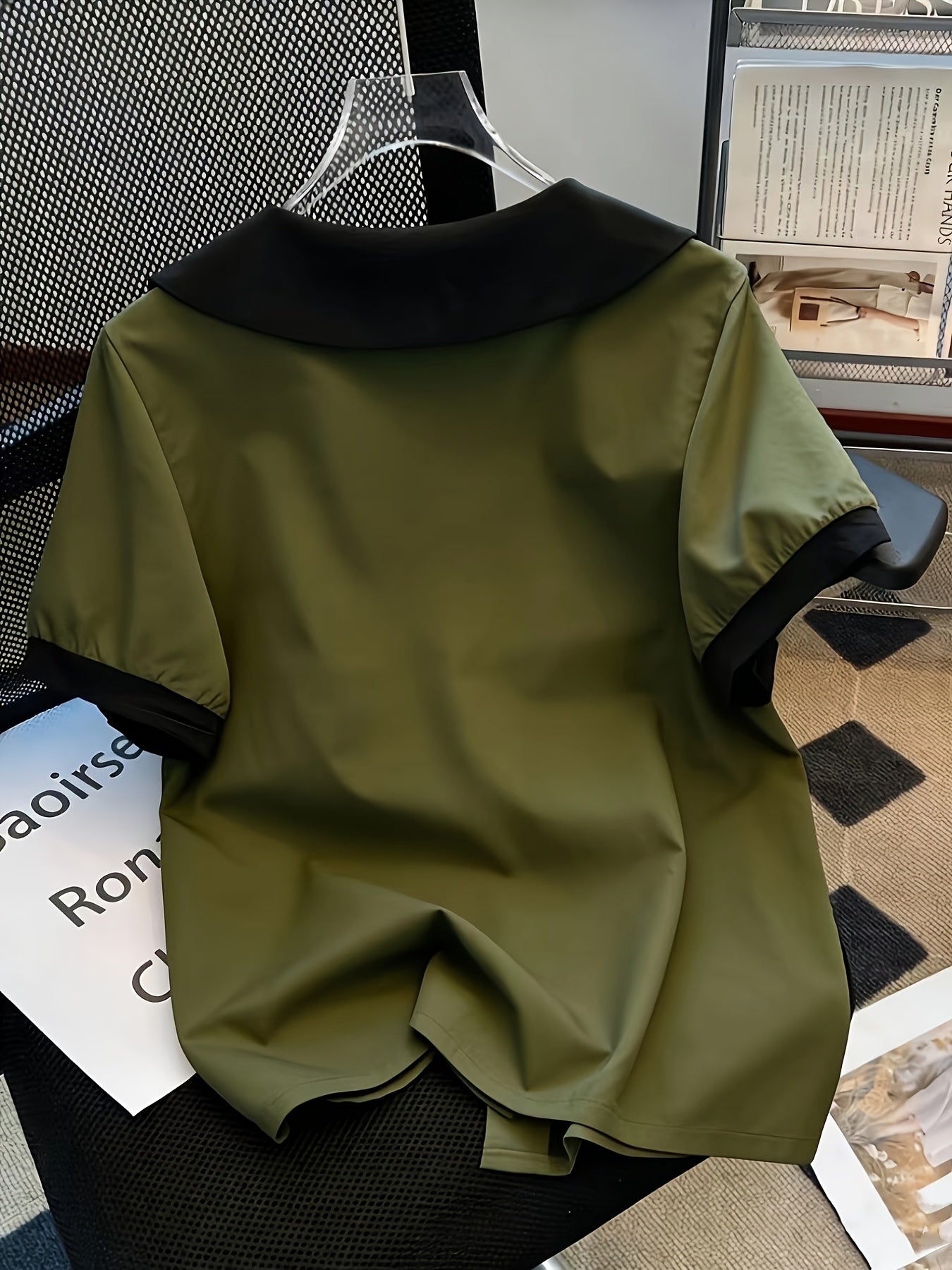 Women's blouse with vintage collar and button placket – elegant casual style for office & everyday wear