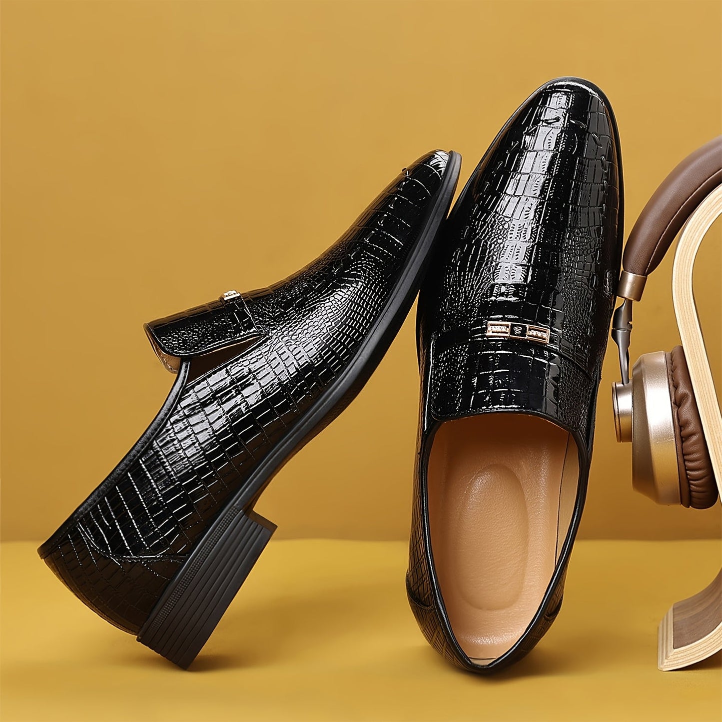 Herren Business-Slipper im eleganten Krokodil-Look – Stilvolle Freizeitschuhe für Büro und Alltag