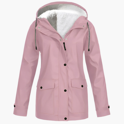 Women's Winter Rain Jacket with Fleece Lining – Waterproof Outdoor Jacket for Cold Days