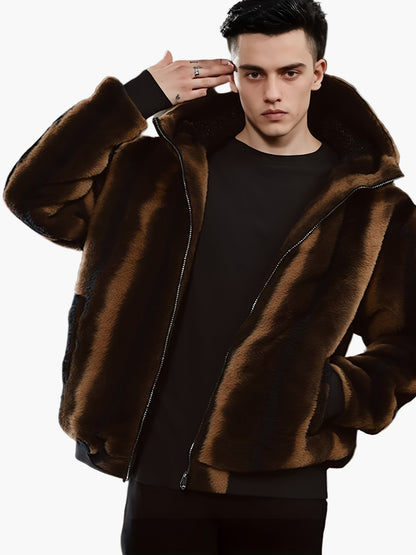 Men's Winter Hooded Jacket Warm Lined Fashionable Casual Fleece Jacket