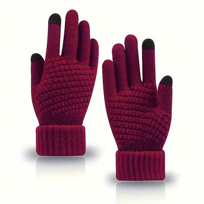 Unisex knitted gloves with touchscreen functionality, warm winter gloves