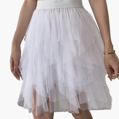 Damen Tüllrock mit Stufen-Design, Eleganter Lagenlook, Modisch für Freizeit und besondere Anlässe