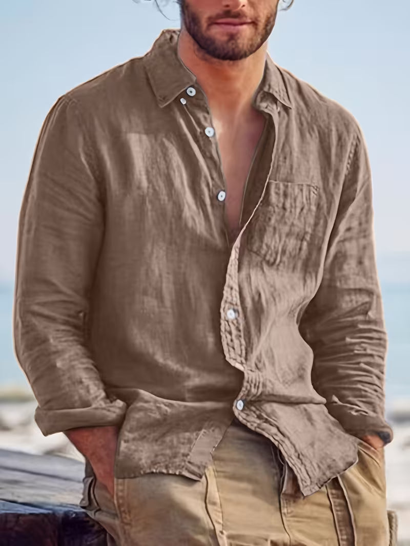 Men's casual shirt with button placket and modern cut for everyday wear and going out