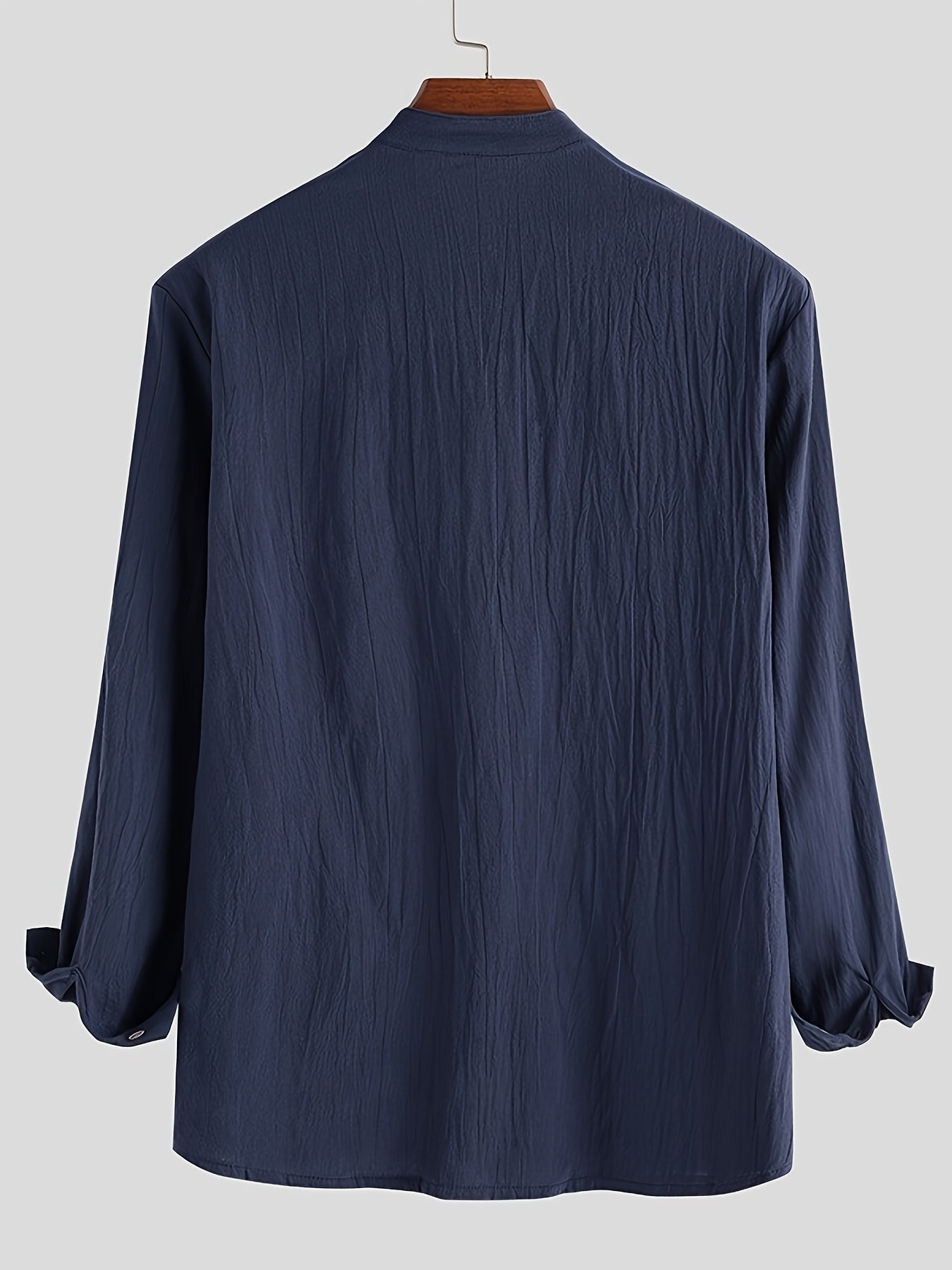 Men's Long Sleeve Henley Shirt with Stand Collar – Modern Casual Style for Everyday and Vacation