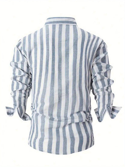 Men's casual shirt with wide stripes and modern cut – Perfect for everyday wear and vacation