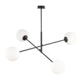 Hanglamp gepoedercoat staal en glas Linear zwart/opaal, 4 lichtpunten E14 – 102 x 51 cm, eettafel en kookeiland