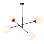 Hanglamp gepoedercoat staal en glas Linear zwart/opaal, 4 lichtpunten E14 – 102 x 51 cm, eettafel en kookeiland