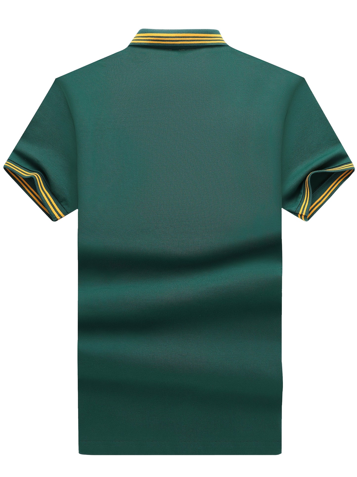 Men's Polo Shirt with Striped Collar and Embroidery – Sporty-Elegant Casual Style