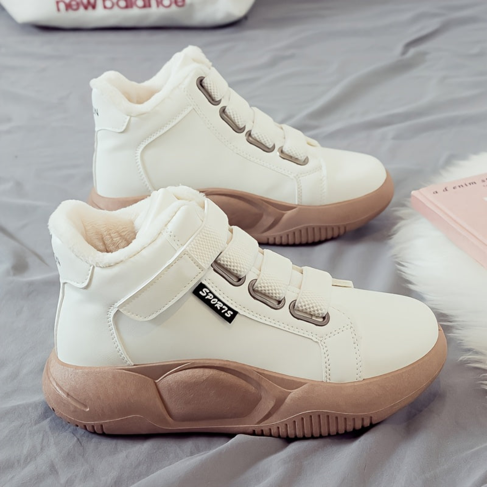 Women's high-top sneakers with hook-and-loop closure and lining