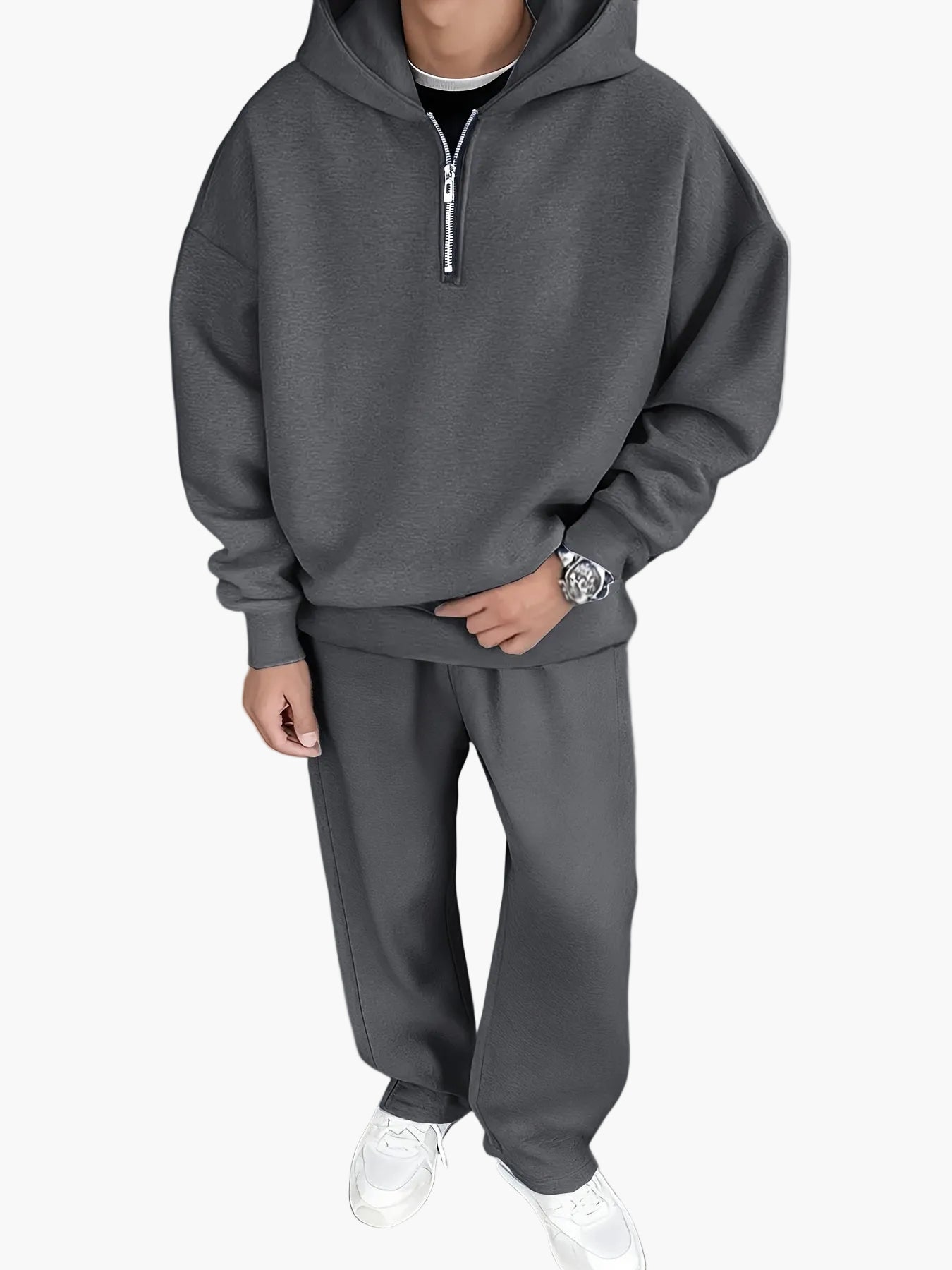 Men's Loose-Fitting Hooded Sweatshirt and Sweatpants Set Street Clothing Leisurewear
