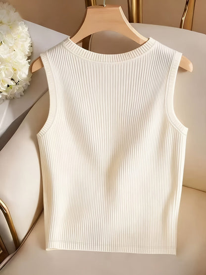 Damen Rippstrick Tanktop Elegant Basic Weste für Alltag und Büro