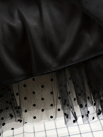 Women's Elegant Midi Skirt with Polka Dots and Flared Cut – Perfect for Spring and Summer