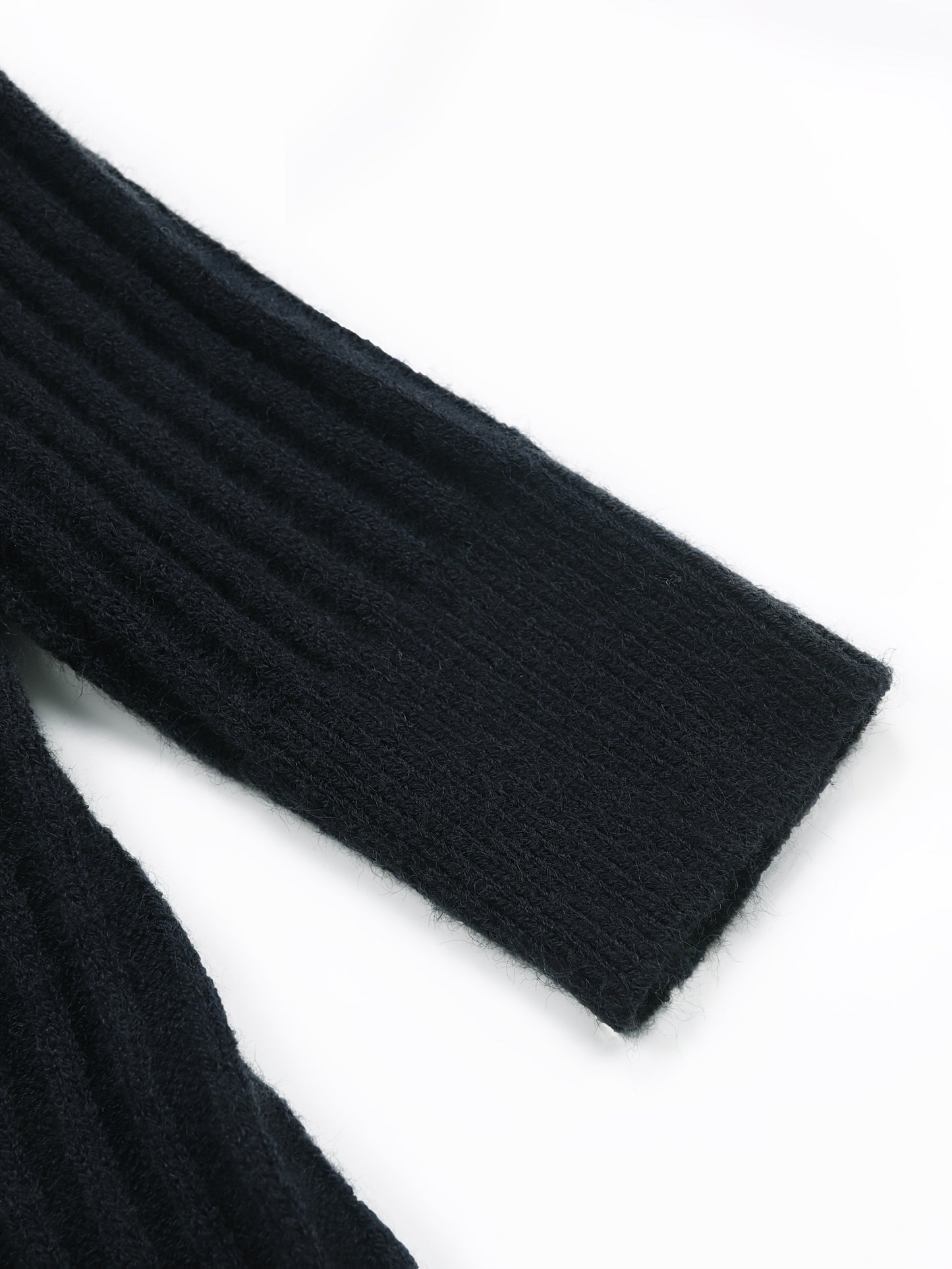 Damen Rollkragen Strickkleid mit Streifenmuster Langarm Figurbetont Dunkelblau Rot Weiß