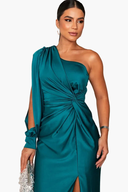 Women's One-Shoulder Evening Dress Elegant Asymmetrical Festive Gala
