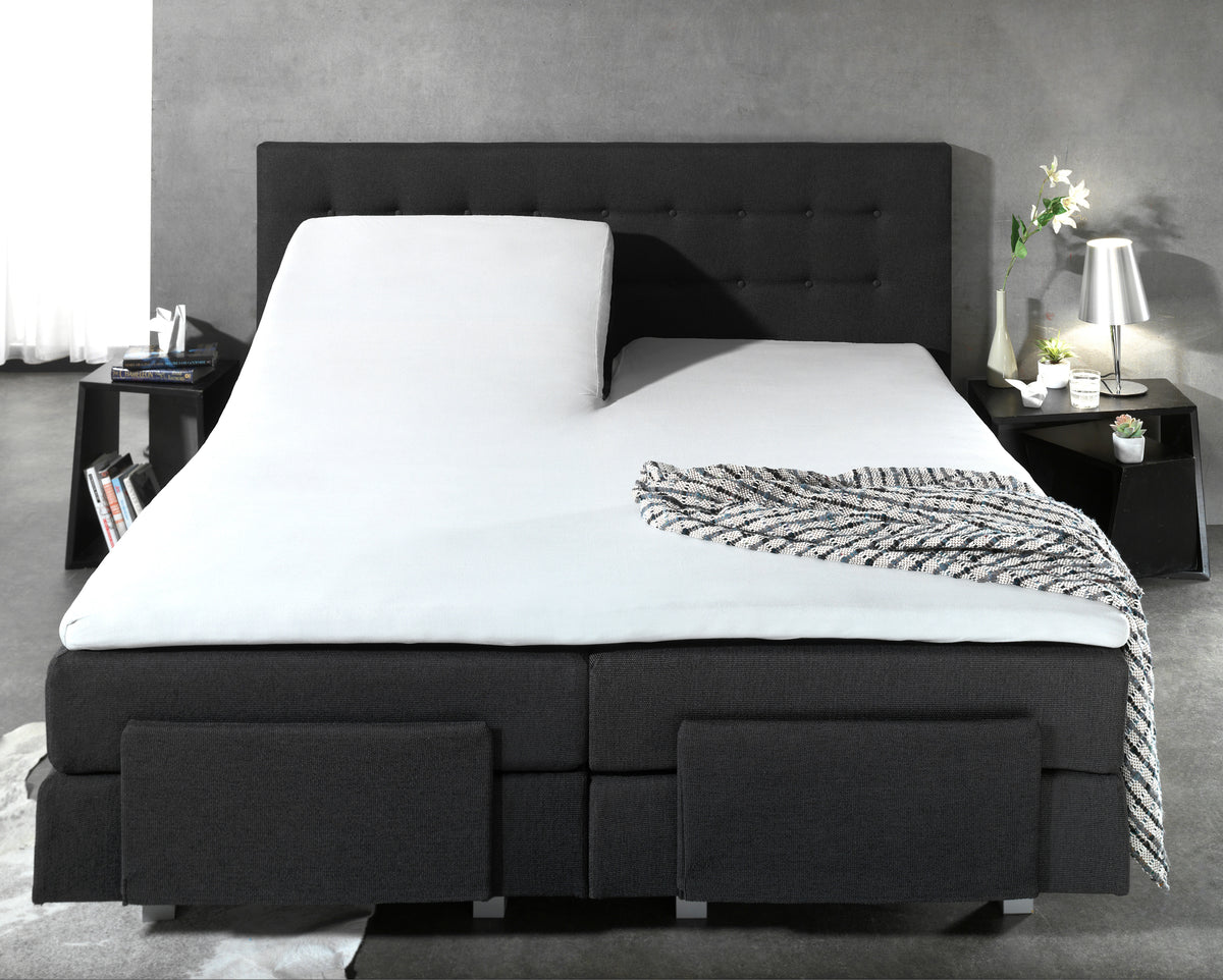 Hoeslaken splittopper katoen percal wit 160 x 210 cm, hoekhoogte 15 cm, voor boxsprings en matrassen