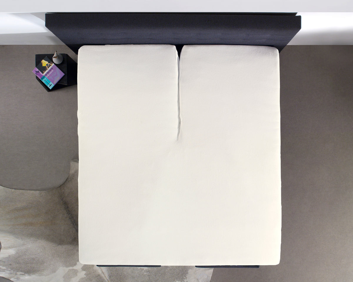 Splittopper hoeslaken katoen crème 160 x 210 cm, split 90 cm, hoekhoogte 15 cm voor boxspring