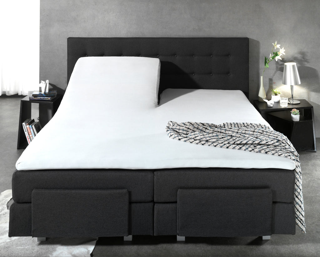 Splittopper hoeslaken percal katoen wit 160 x 220 cm, hoekhoogte 15 cm, voor boxspring of matras