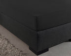 Hoeslaken jersey katoen zwart 190/200 x 200/220 cm, hoekhoogte 30 cm, voor matras en boxspring