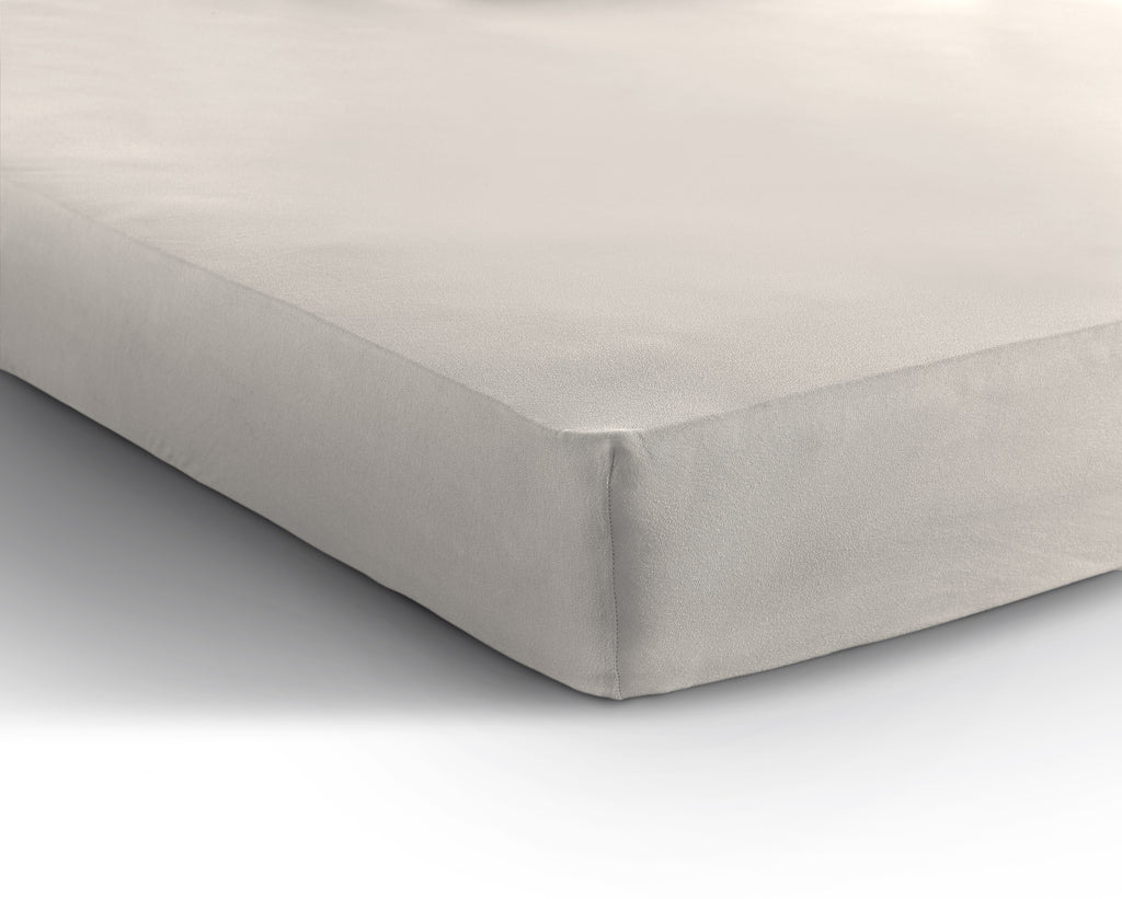 Hoeslaken katoen jersey crème 190/200 x 200/220 cm, 135 g/m², hoekhoogte 30 cm, voor boxspring en matras