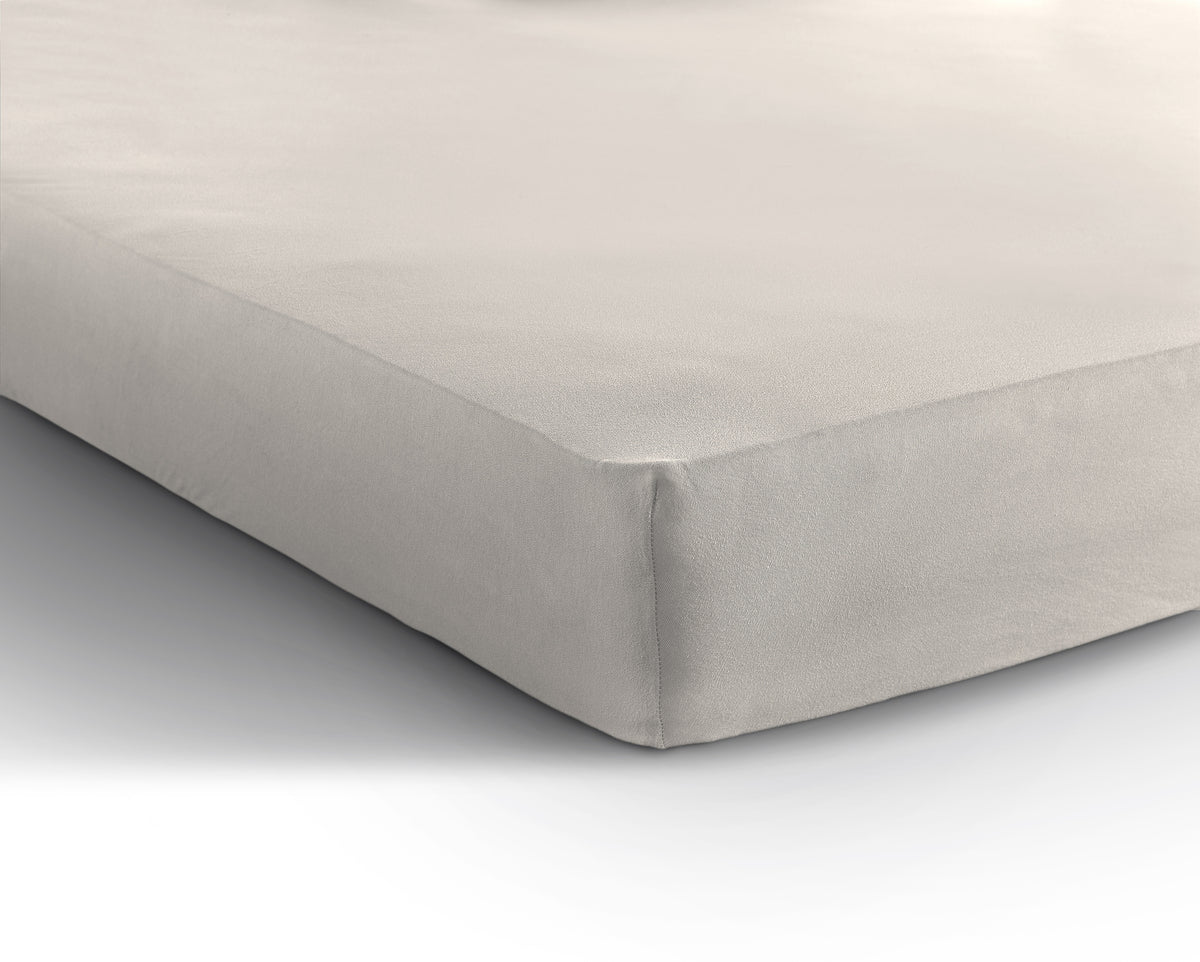 Hoeslaken katoen jersey crème 190/200 x 200/220 cm, 135 g/m², hoekhoogte 30 cm, voor boxspring en matras