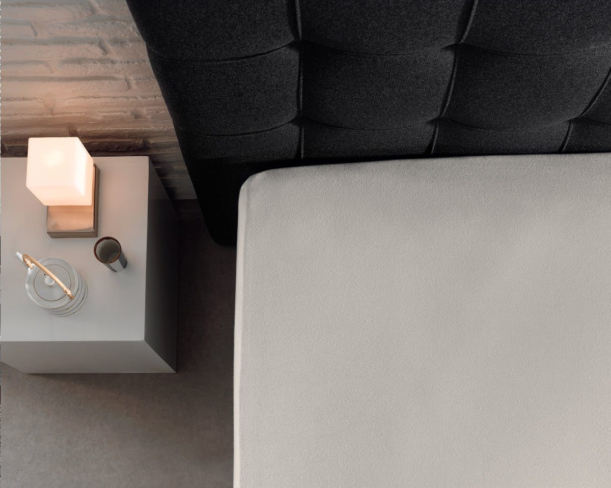 Hoeslaken katoen jersey crème 190/200 x 200/220 cm, 135 g/m², hoekhoogte 30 cm, voor boxspring en matras