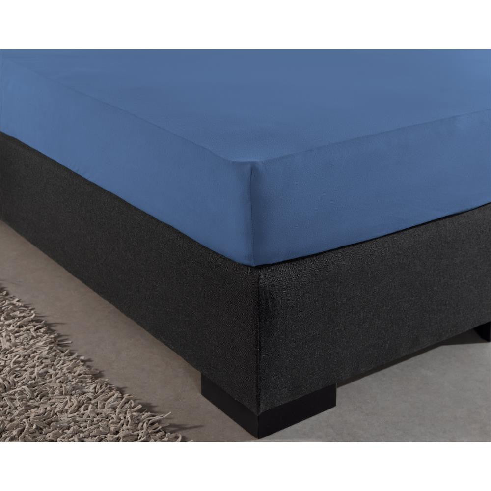 Hoeslaken jersey katoen blauw 190/200 x 200/220 cm, hoekhoogte 30 cm, 135 g/m²