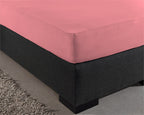 Hoeslaken jersey katoen roze 190/200 x 200/220 cm, hoekhoogte 30 cm, voor boxspring en matras
