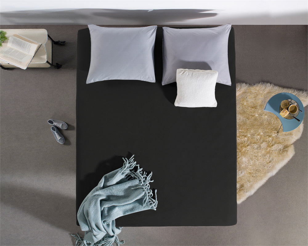Hoeslaken jersey katoen zwart 140 x 200/220 cm, hoekhoogte 40 cm, voor boxspring en matras