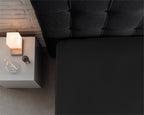 Hoeslaken jersey katoen zwart 140 x 200/220 cm, hoekhoogte 40 cm, voor boxspring en matras