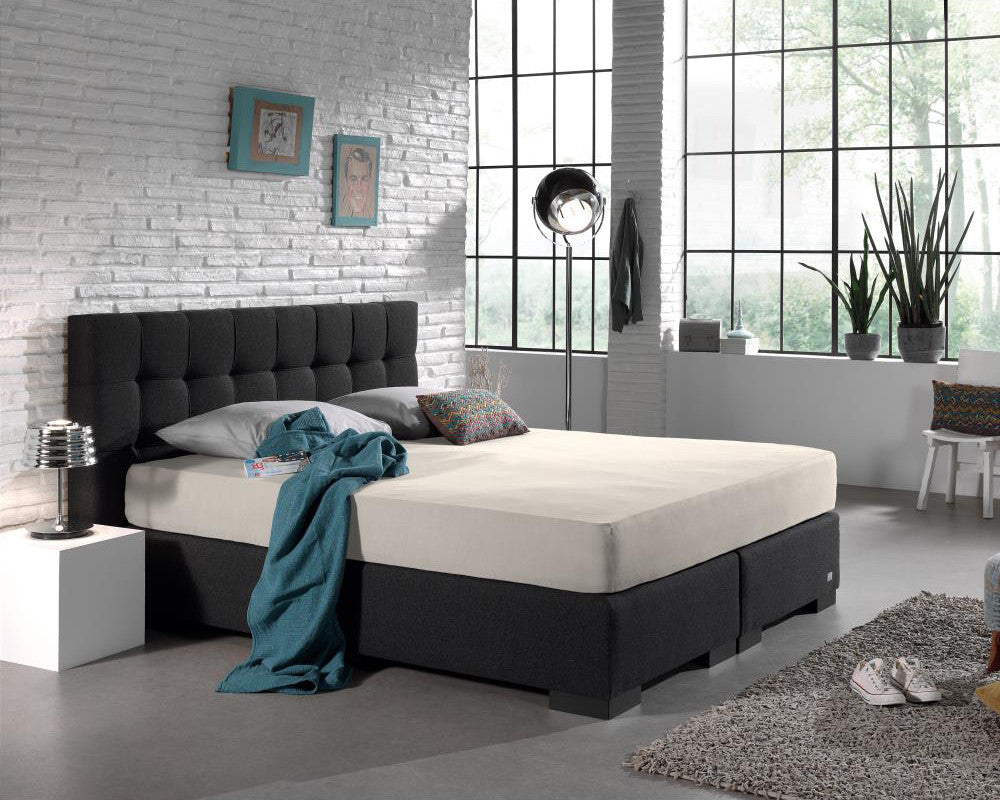 Hoeslaken jersey katoen crème 140 x 200/220 cm, hoekhoogte 40 cm, geschikt voor boxsprings en matrassen