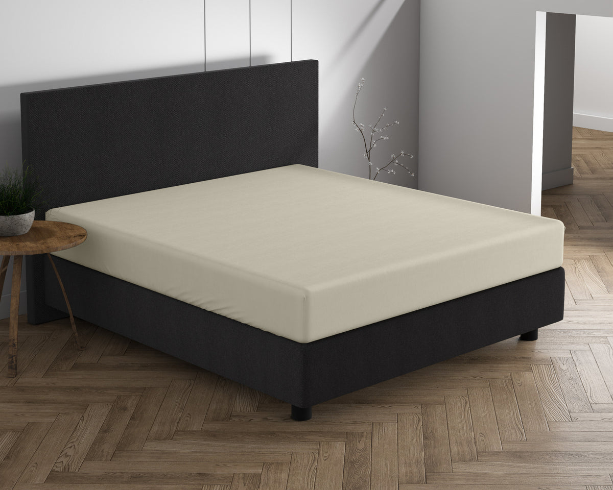 Hoeslaken jersey katoen crème 160/180 x 200/220 cm, hoekhoogte 40 cm, voor boxspring en matras