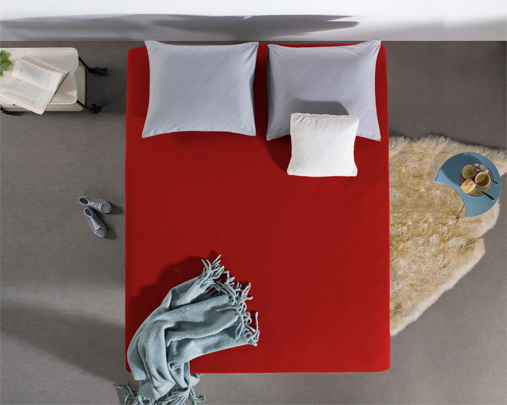 Hoeslaken dubbel jersey katoen rood 140 x 200/220 cm, hoekhoogte 40 cm, voor boxsprings en matrassen