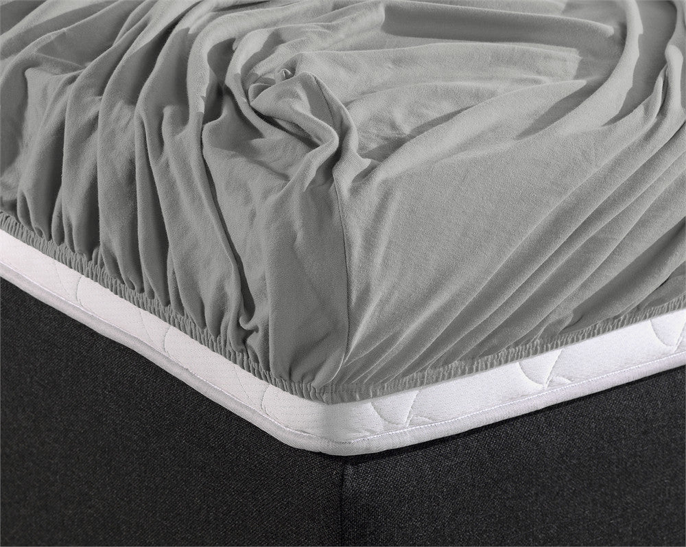 Hoeslaken jersey katoen grijs 140 x 200/220 cm, hoekhoogte 40 cm, voor boxsprings en matrassen