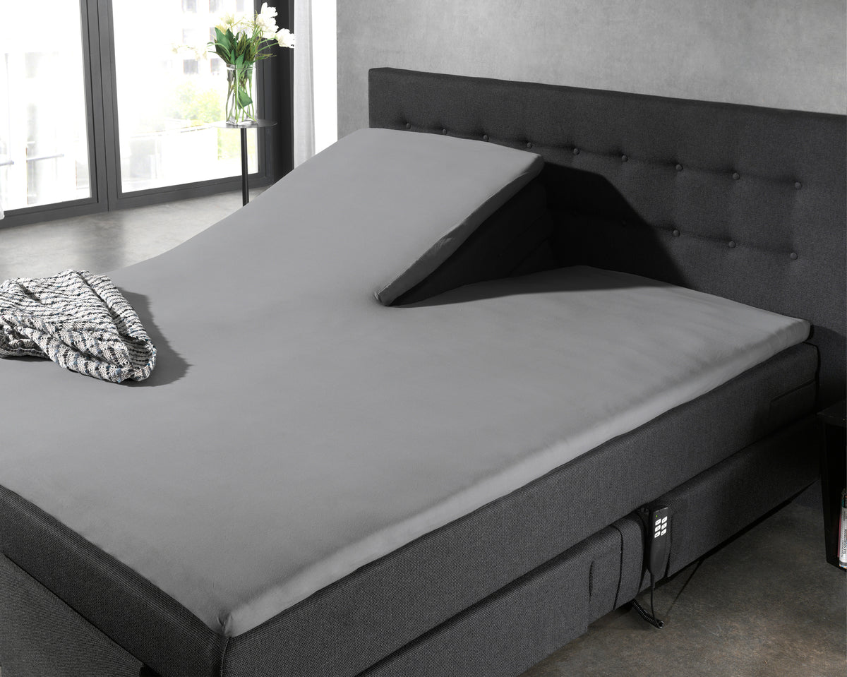 Splittopper hoeslaken katoen percal grijs 160 x 200 cm, hoekhoogte 15 cm, voor boxspring en matras